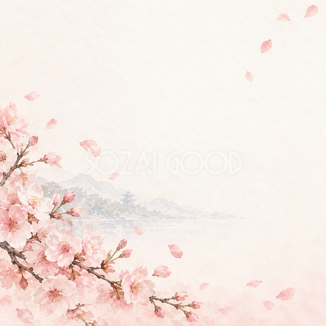 桜の花びら・正方形の背景