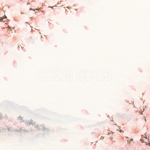 桜の花びら・正方形の背景
