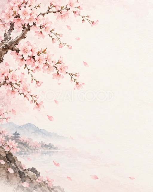 桜の花びら・縦長の背景