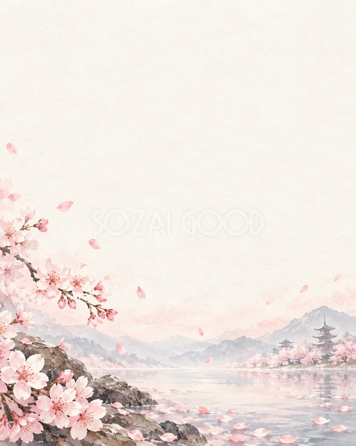 桜の花びら・縦長の背景