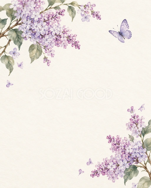 淡桃色の花房と蝶・縦長の背景