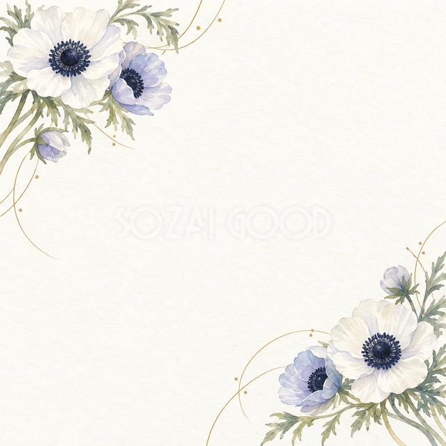 対角の花と金の流れ・正方形の背景