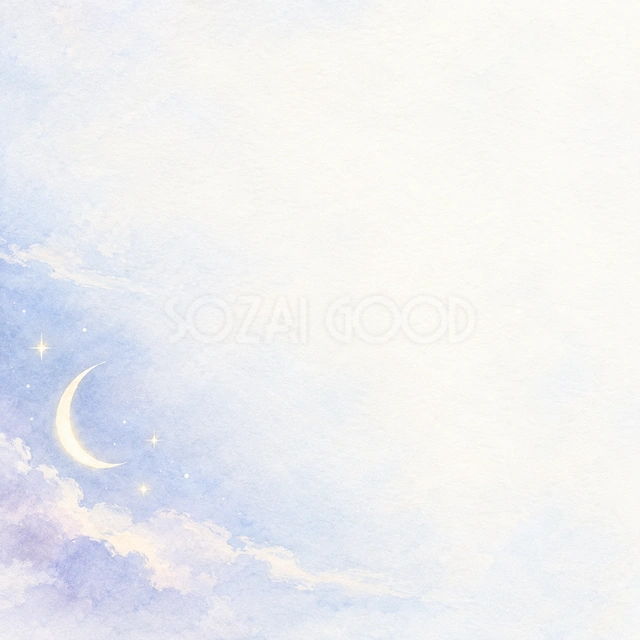 細い三日月と小さな星・正方形の背景