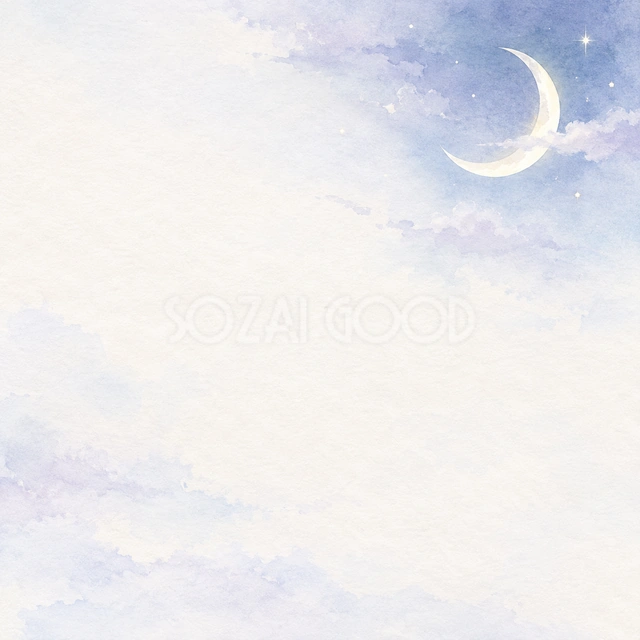 三日月と薄い雲・正方形の背景