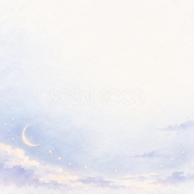 月と星のゆるい曲線・正方形の背景