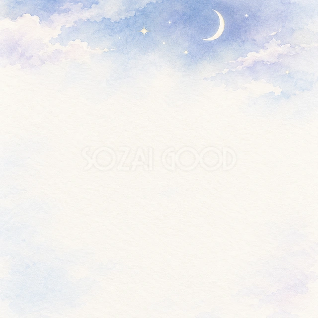 頭上に浮かぶ三日月・正方形の背景