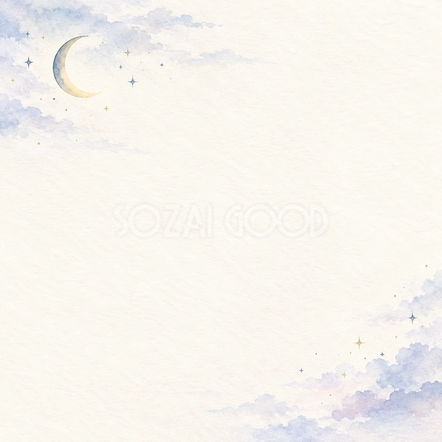 三日月と離れた星の集まり・正方形の背景