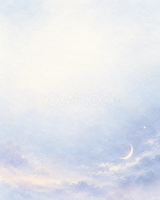 乳白色の月と雲・縦長の背景