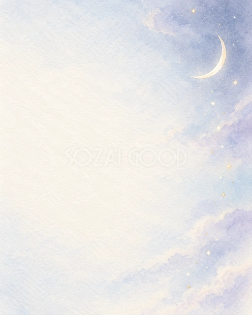 三日月と縦に流れる星・縦長の背景
