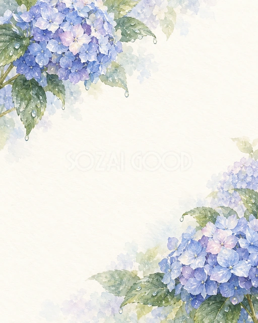 薄紫の紫陽花と柔らかな光・縦長の背景