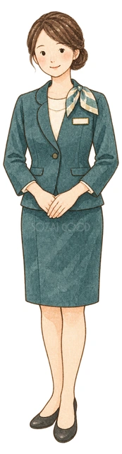 感謝を伝える受付スタッフの水彩イラスト