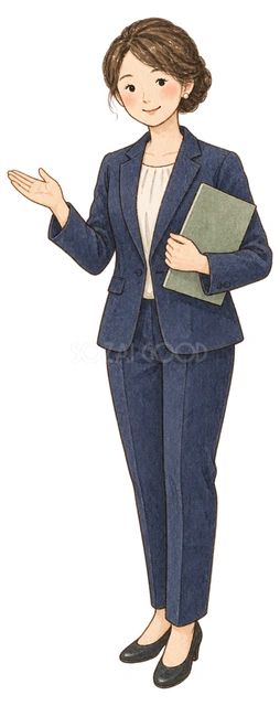 朝礼で挨拶するリーダーの水彩イラスト