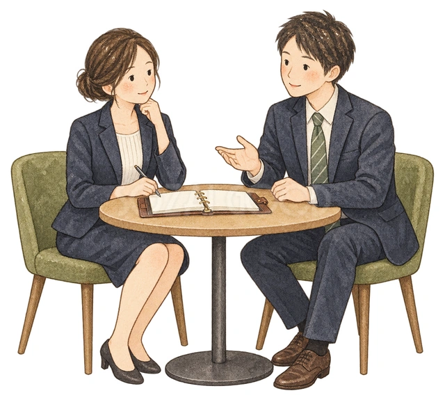 新年最初の打ち合わせの水彩イラスト