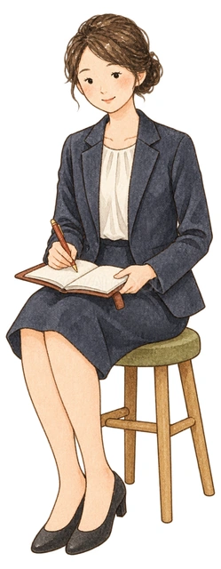 目標を書き込む女性の水彩イラスト