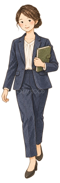 前へ踏み出す女性の水彩イラスト