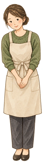 年末のご挨拶をする店員の水彩イラスト