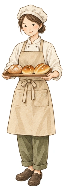 パン屋の営業開始の水彩イラスト