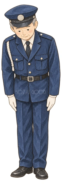 警備員のご挨拶の水彩イラスト