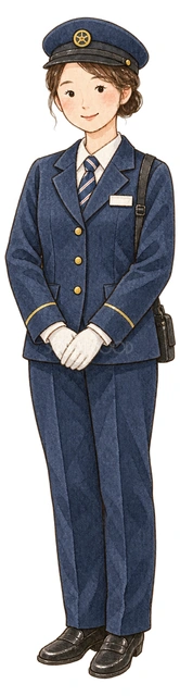 バス運転手のご挨拶の水彩イラスト