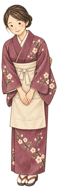 旅館スタッフのご挨拶の水彩イラスト