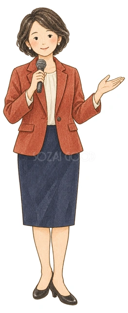 新年の抱負を話す女性リーダーの水彩イラスト