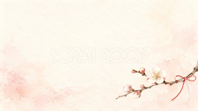 梅の花・低く広がる横長背景・横長の背景