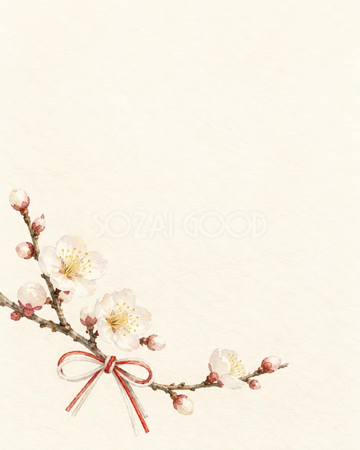梅の花・低い飾りの縦長背景・縦長の背景