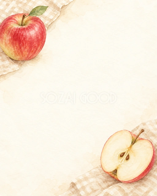 りんご・対角に添えた縦長背景・縦長の背景