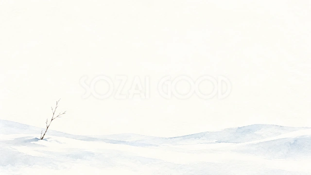 白い雪景色・低く広がる横長背景・横長の背景