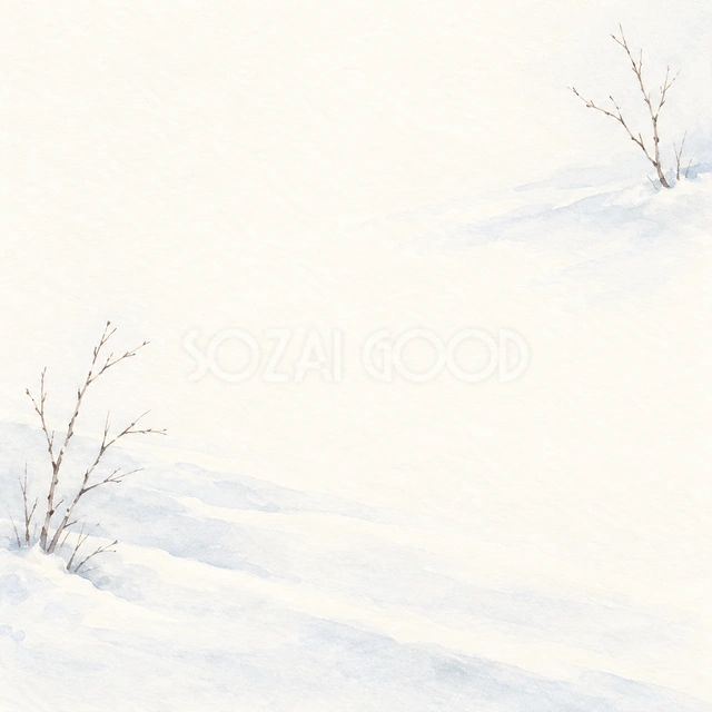白い雪景色・対角の飾りと明るい中央・正方形の背景