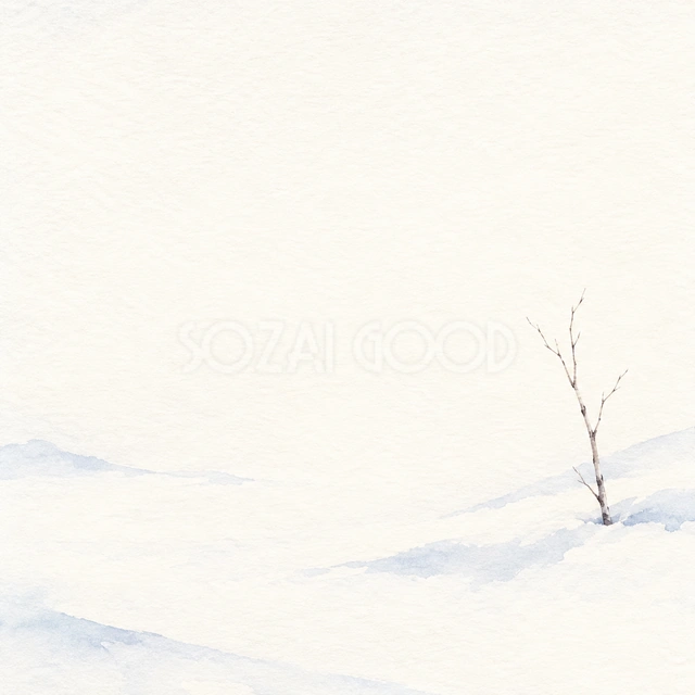 白い雪景色・小さな飾りと光のにじみ・正方形の背景