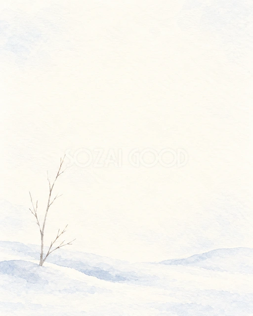 白い雪景色・低い飾りの縦長背景・縦長の背景