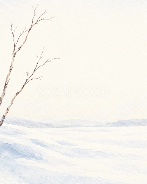 白い雪景色・片側に流れる縦長背景・縦長の背景