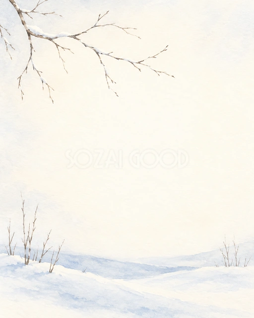 白い雪景色・足元に飾る縦長背景・縦長の背景