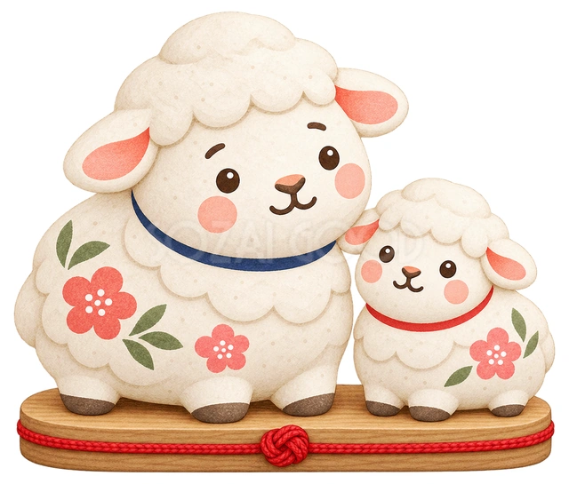 親子の羊の干支飾り