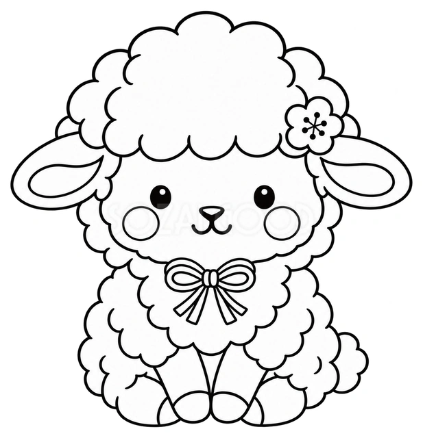 線画の正座羊