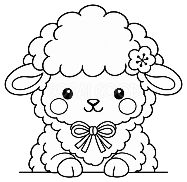 線画のひょっこり羊