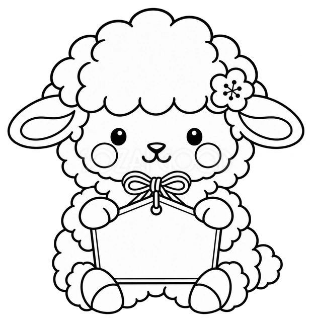 線画の羊と絵馬
