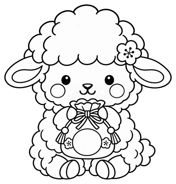 線画の羊と福袋