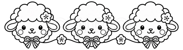 線画の羊の横長ライン