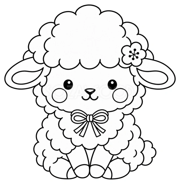 線画の座る羊