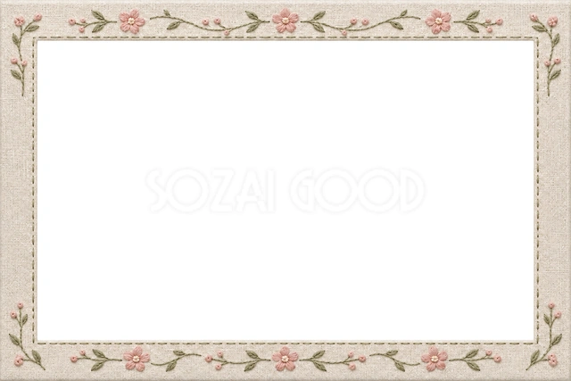 ピンクの花のラインのフレームです
