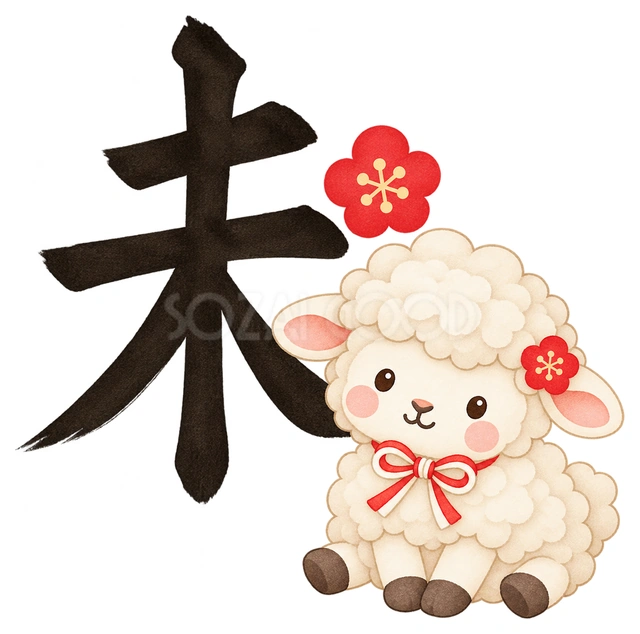 筆文字の未と羊