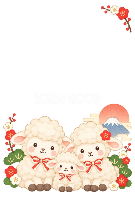 羊家族と初日の出の枠