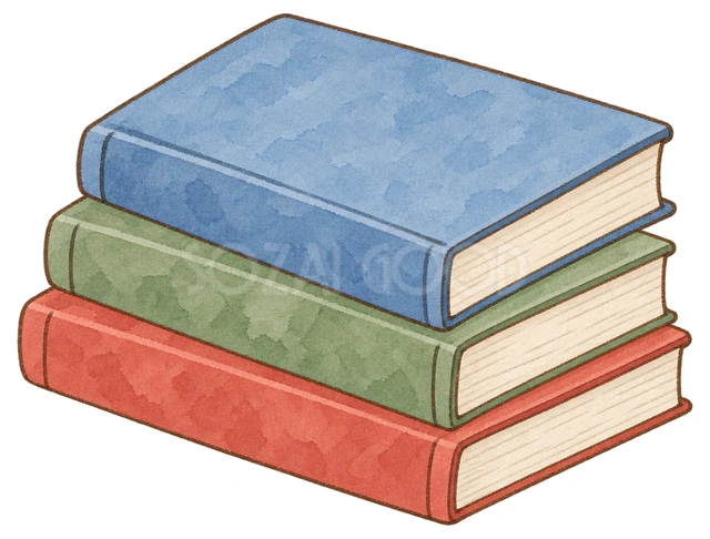 無地の参考書三冊の水彩イラスト