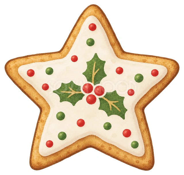 クリスマスの星形クッキーの水彩イラスト