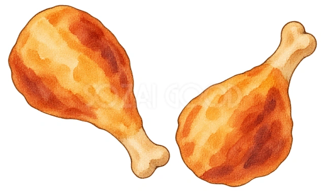 骨付きチキン二本の水彩イラスト