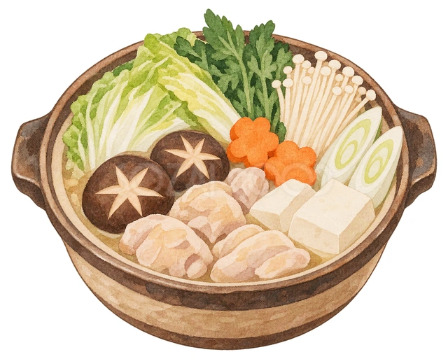 鍋料理の水彩イラスト