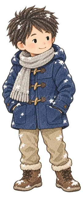 冬服の男の子の水彩イラスト
