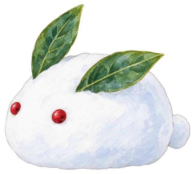 雪うさぎの水彩イラスト